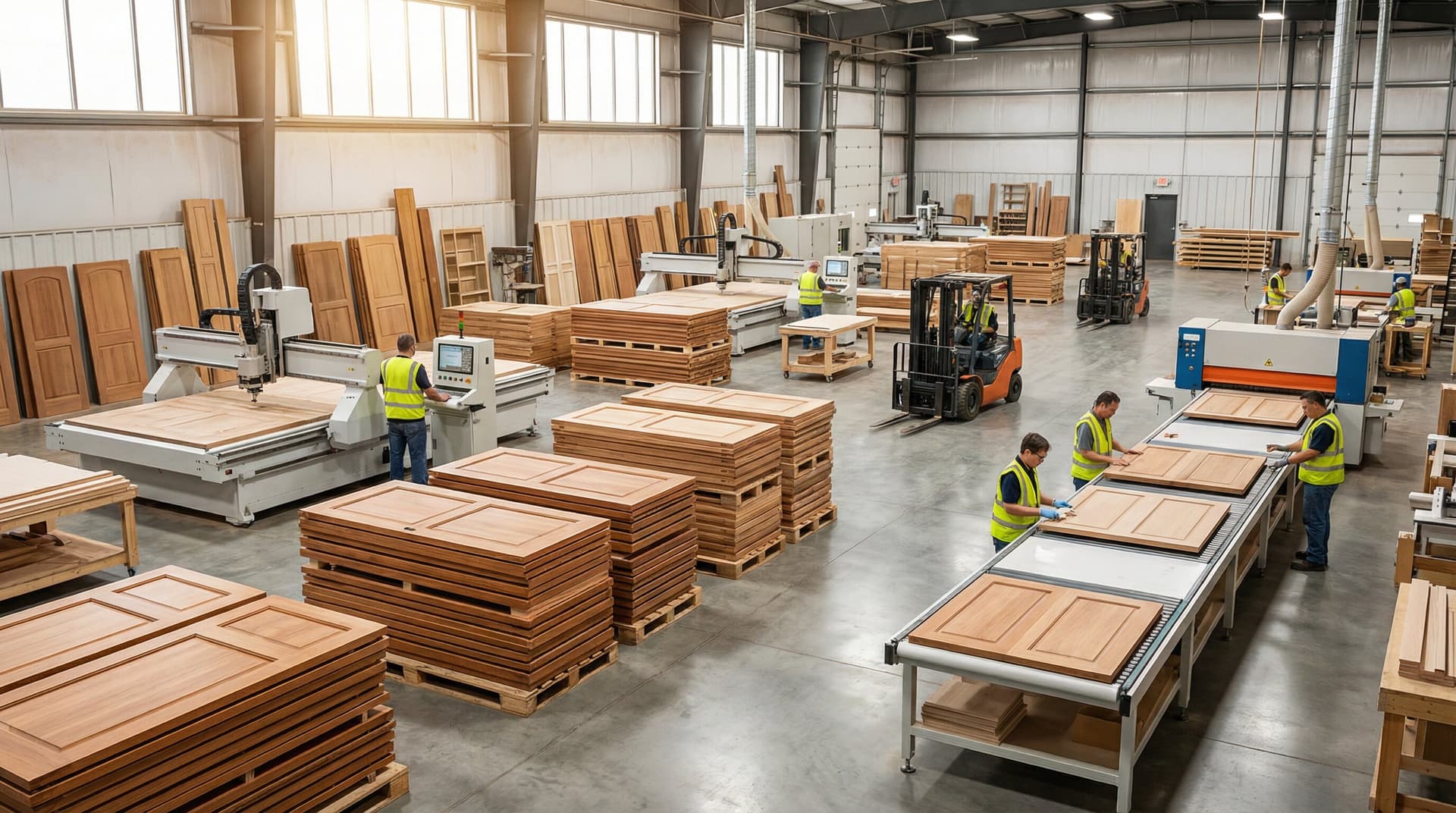 Manufacturing facility production line for wood products