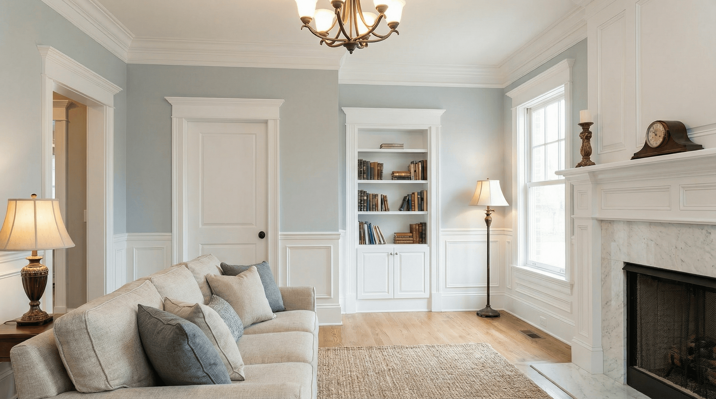 Prefinished millwork and trim in White shown in a room setting
