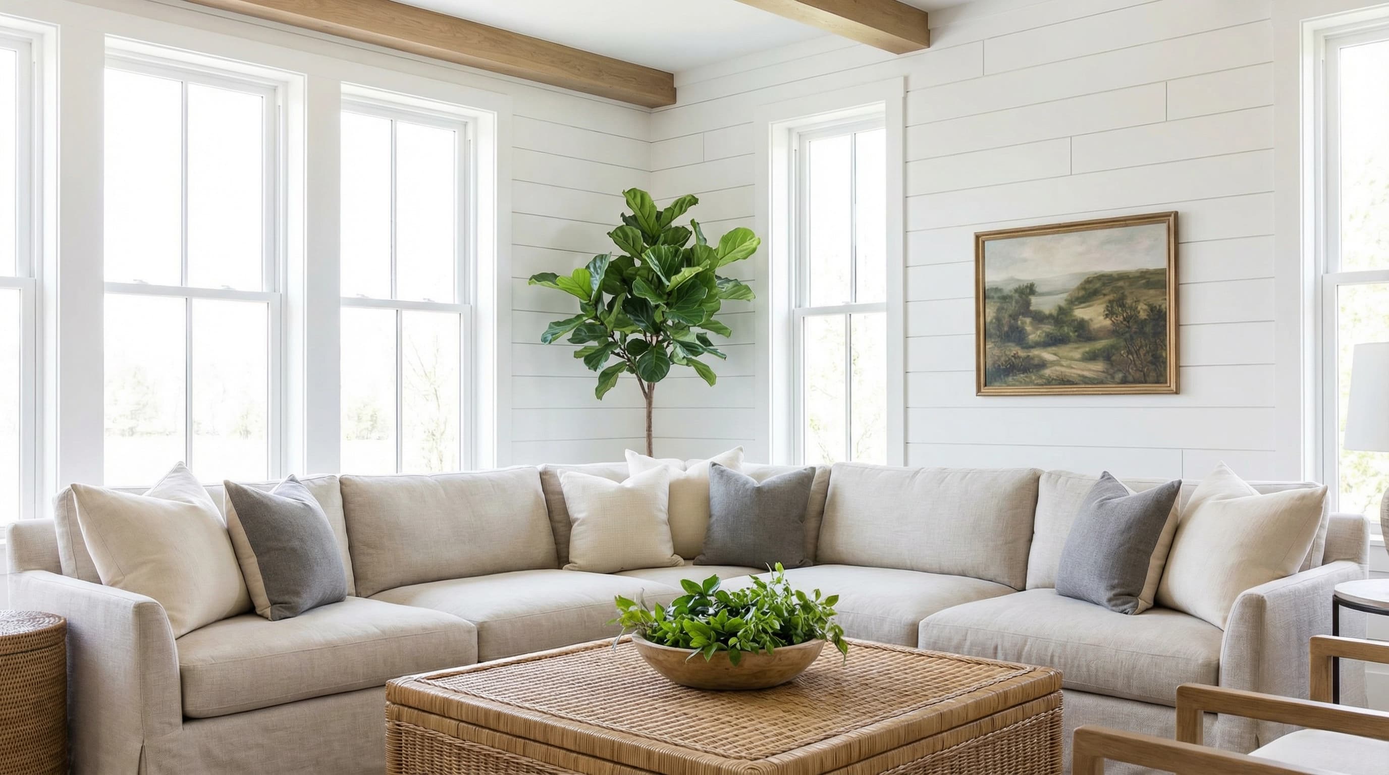 Prefinished tongue-and-groove paneling in White shown in a room setting